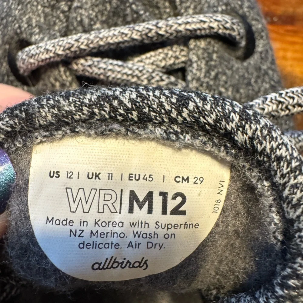 Allbirds Mens Wool Runners Natural Grey Size 12